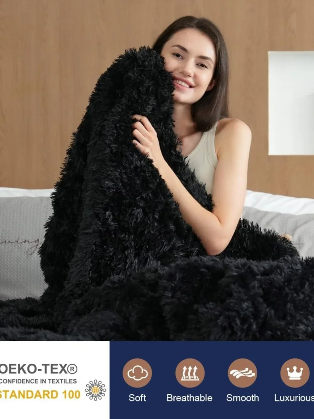 Cozy Faux Fur Throw Blanket 50x60